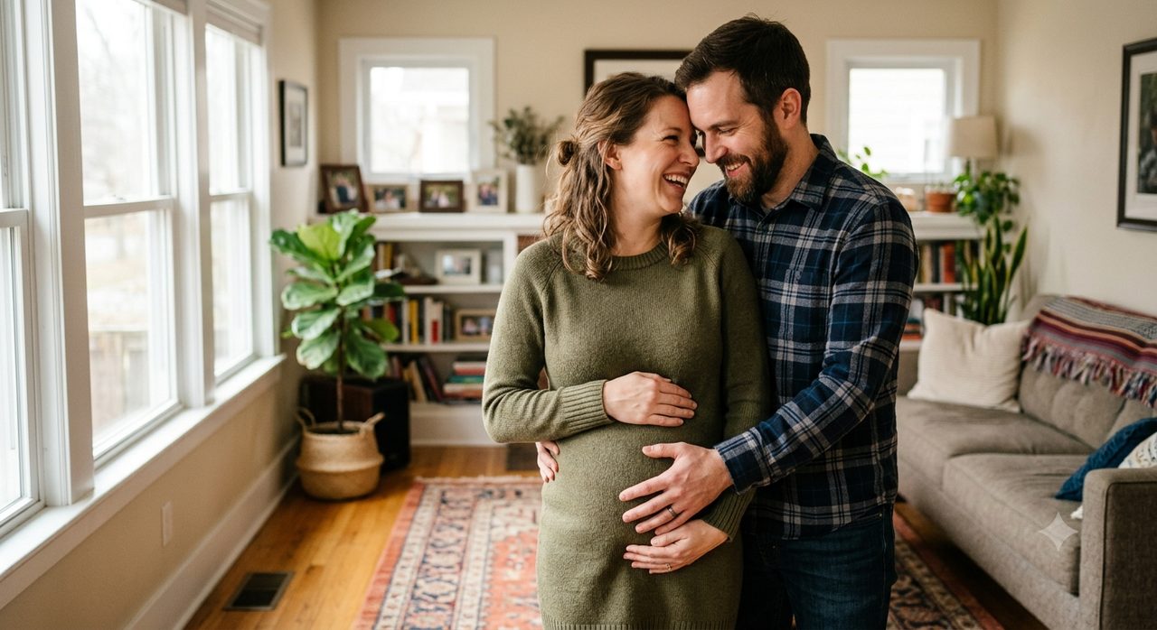 An expecting couple, together
